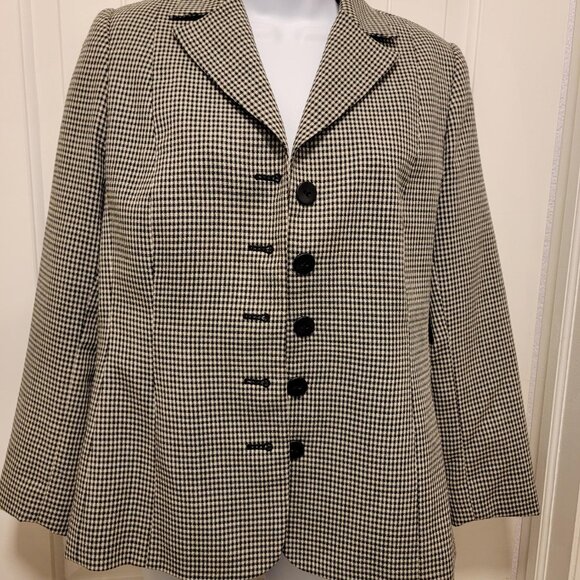 Vintage Oscar de la Renta Black White Checkered Jacket Blazer - Picture 1 of 12
